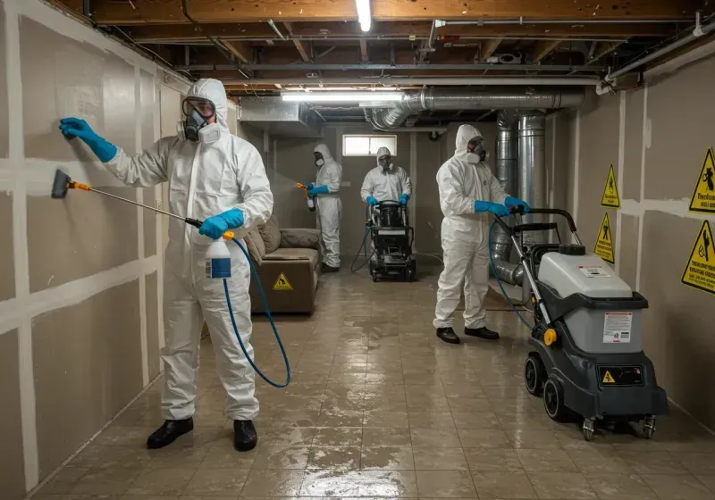 Basement Moisture Removal and Structural Drying process in Fishersville, VA